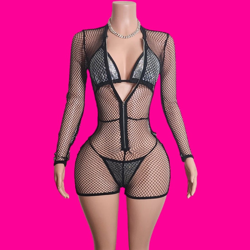 Fun Under The Sun| Fishnet Romper