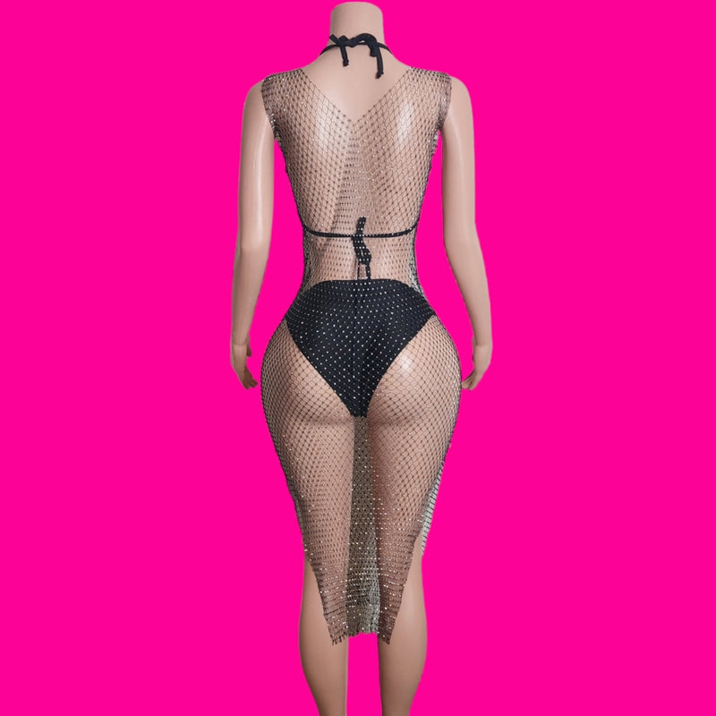 Can't Be Friends| Rhinestone Fishnet Dress