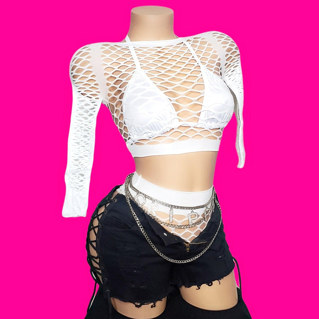 Girl Next Door| White Fishnet Set - SELF Xpression