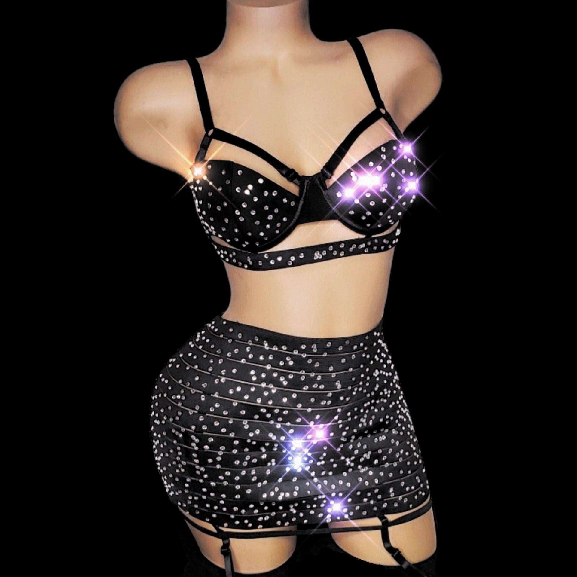 Bedazzle Rhinestone Lingerie, Exotic Dance Wear