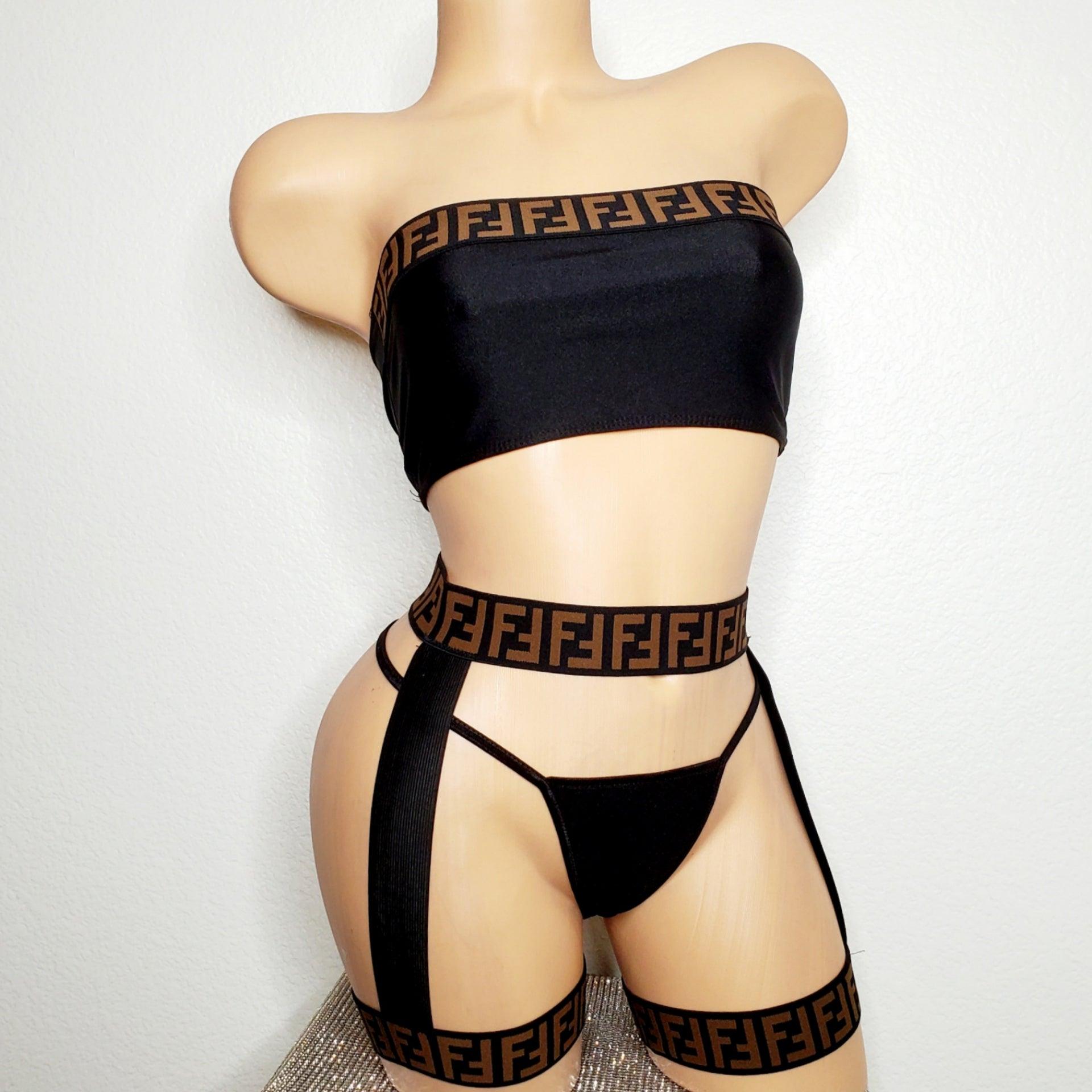 Stripper Outfit, Exotic Wear, Bandeau Top, Exotic DanceWear, Garter Belt