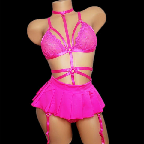 Pink Harness Rave Wear| Stripper Outfits| Exoticwear| SELF XPRESSION