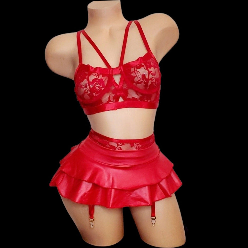 Ring The Alarm| Exotic Red Lace Lingerie - SELF Xpression