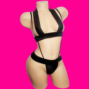 Tuesday| Exotic Bandage Crop Top Slingshot Teddy Stripper Outfit - SELF Xpression