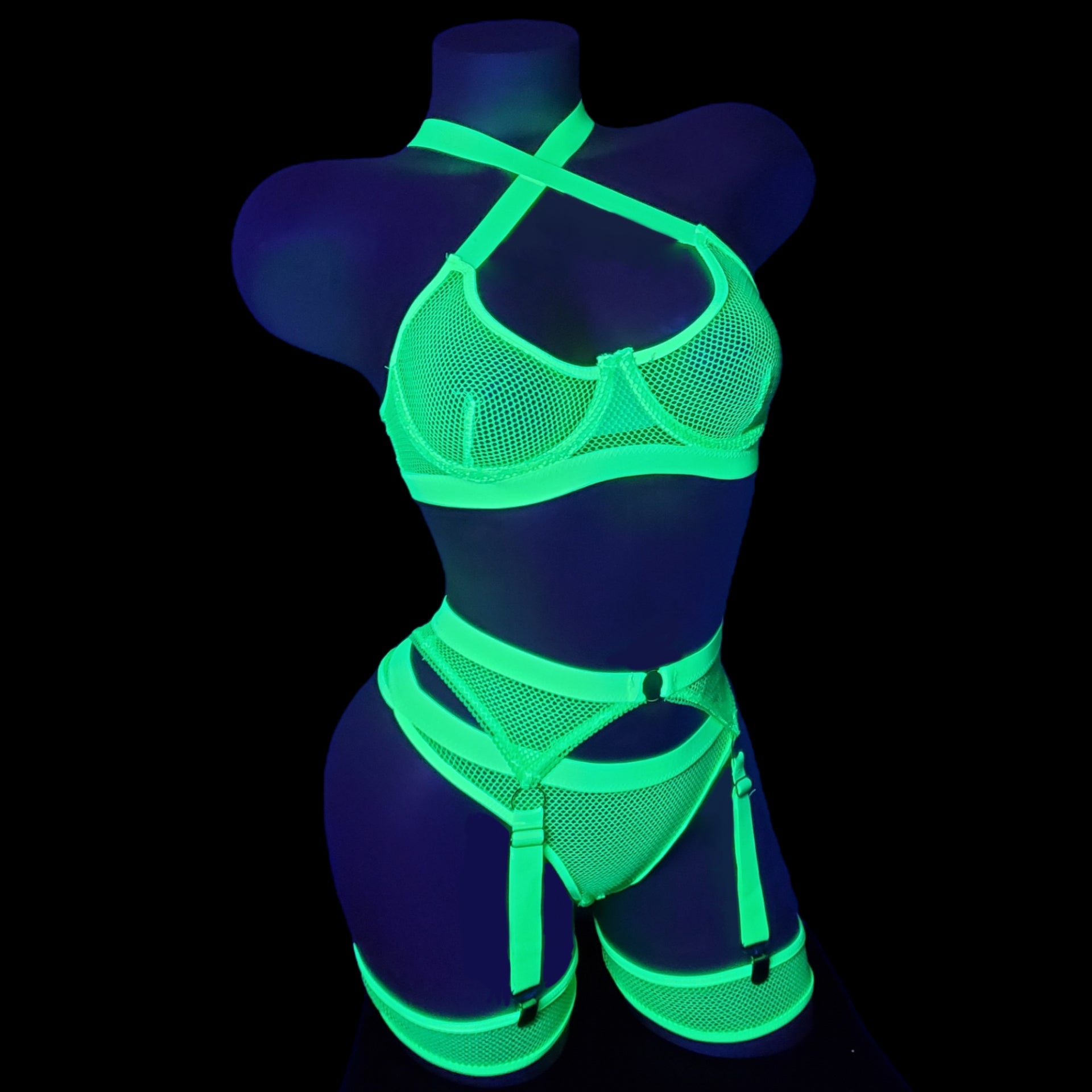 Sexy Neon Green Mesh Lingerie Set| Garter Belt| SELF XPRESSION Sexy Neon Green Mesh Lingerie Set| Garter Belt| SELF XPRESSION