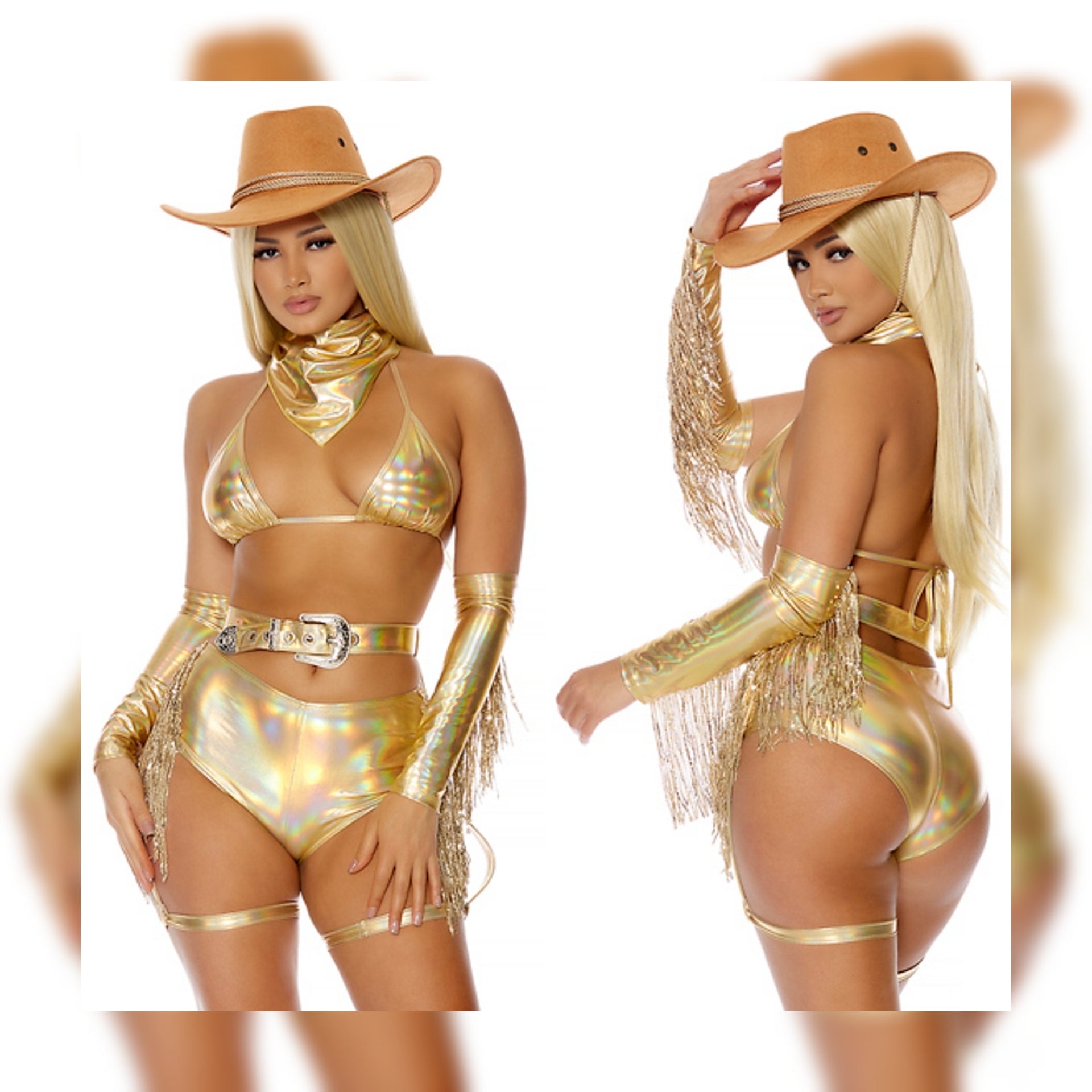 Holographic Sexy Cowgirl Cosplay| Halloween Costume| SELF XPRESSION Holographic Sexy Cowgirl Cosplay| Halloween Costume| SELF XPRESSION
