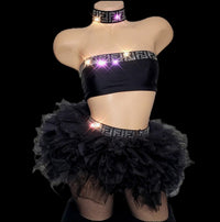 Shut IT Down| Bandeau Top Tutu Mini Skirt Fishnet Tights - SELF Xpression