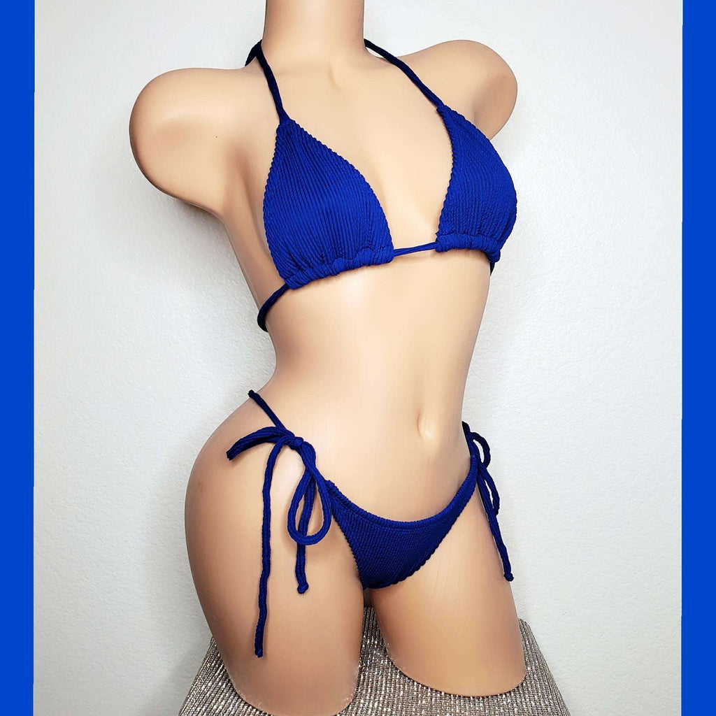 Blue Bikini Set, Triangle Top, Hipster Bottoms, Bikini Top, Stripper Outfit Exotic Wear Pole Dance Wear