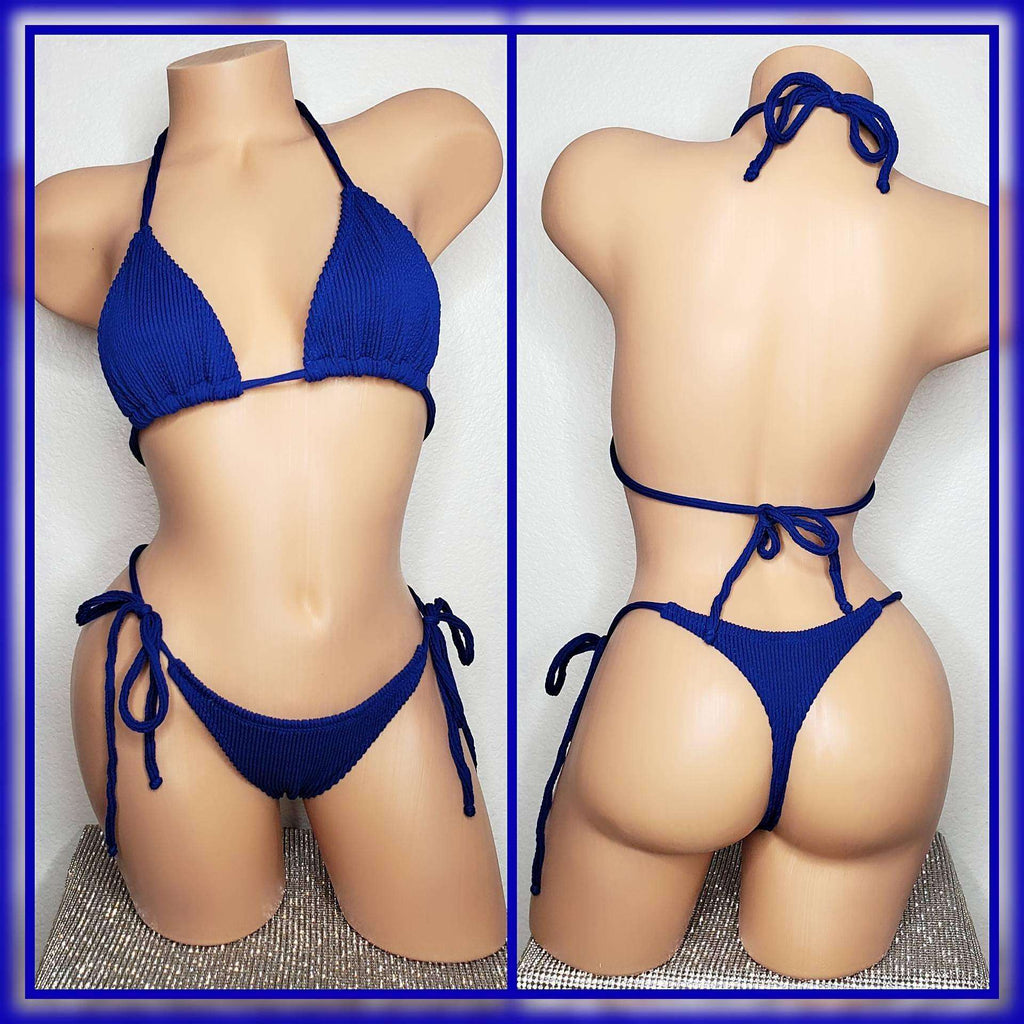 Blue Bikini Set, Triangle Top, Hipster Bottoms, Bikini Top, Stripper Outfit Exotic Wear Pole Dance Wear