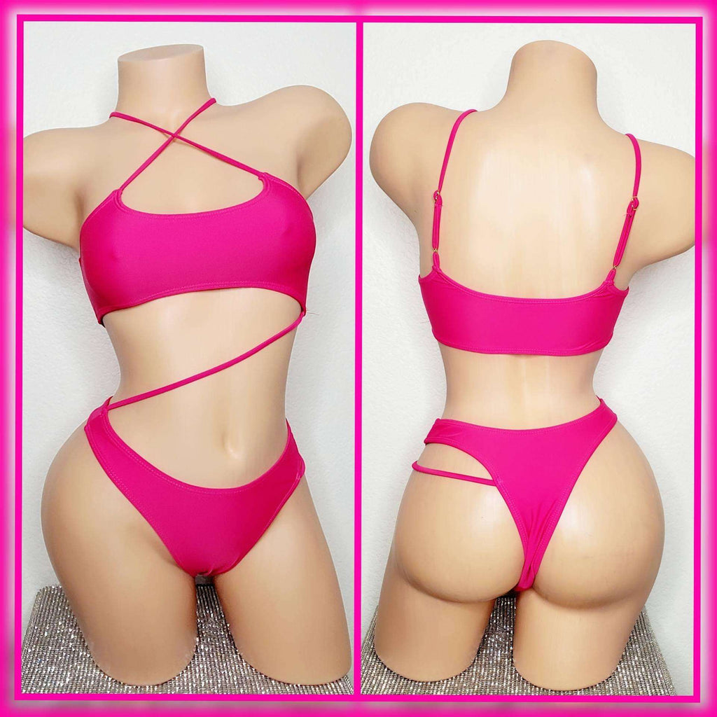 Neon Bikini, Exotic Dance Wear Set, Rave Monokini, Pole Dance Wear, Stripper Outfit, Glow Black Light Bikini, Bikini Top, Bikini Bottom